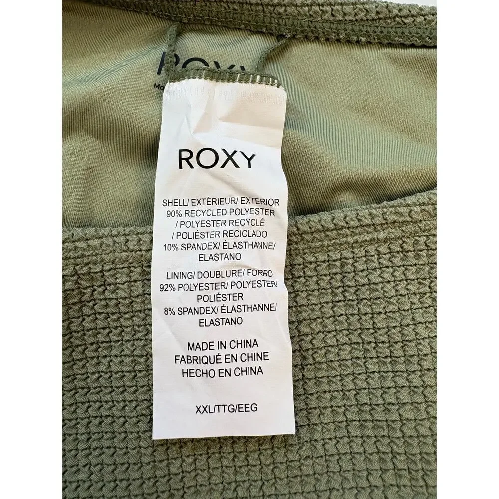 Roxy Women's Essaouira High Leg Moderate Bikini Bottoms Oil Green Size XXL Swim
